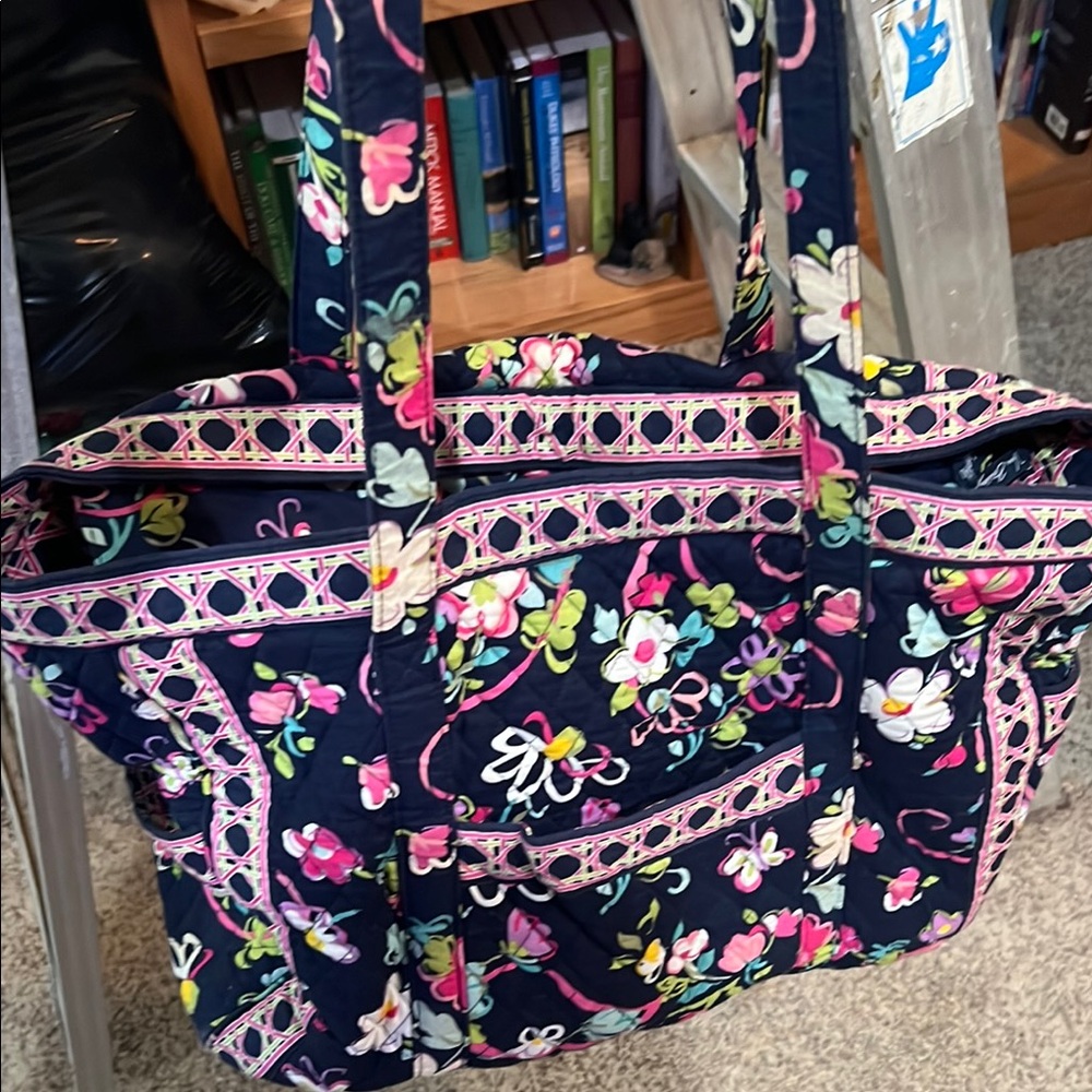 Vera Bradley Pink and Green Floral Tote Bag